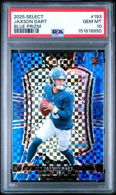Graded 2025 Panini Select Jaxson Dart #193 /175 Blue Prizm Rookie RC Football Card PSA 10 Gem Mint