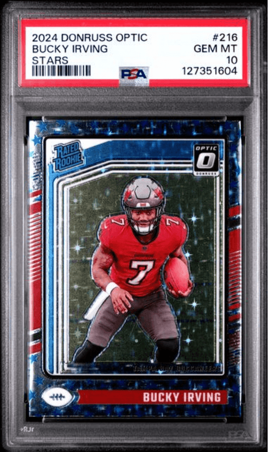 Graded 2024 Panini Donruss Optic Bucky Irving #216 Stars Rookie RC Football Card PSA 10 Gem Mint