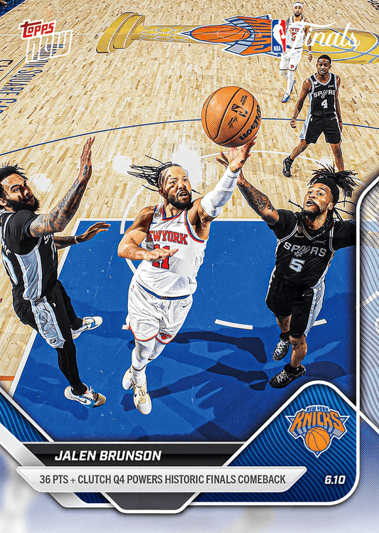 2025 Topps Now Jalen Brunson #337 36 Points + Clutch 4th Quarter Powers Historic Finals Comeback New York Knicks Basketball Card