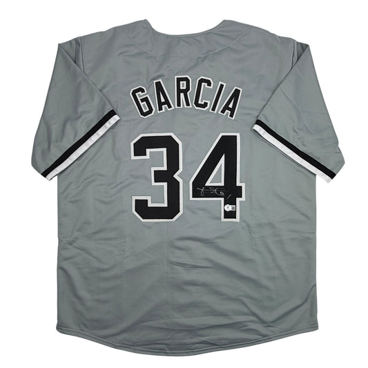 Autographed/Signed Freddy Garcia Chicago Grey Baseball Jersey Beckett BAS COA