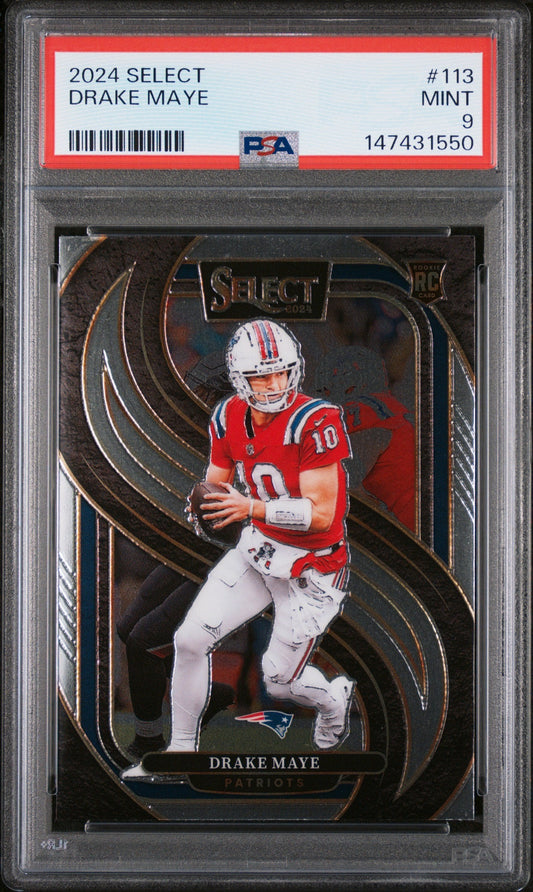 Graded 2024 Panini Select Drake Maye #113 Rookie RC Football Card PSA 9 Mint