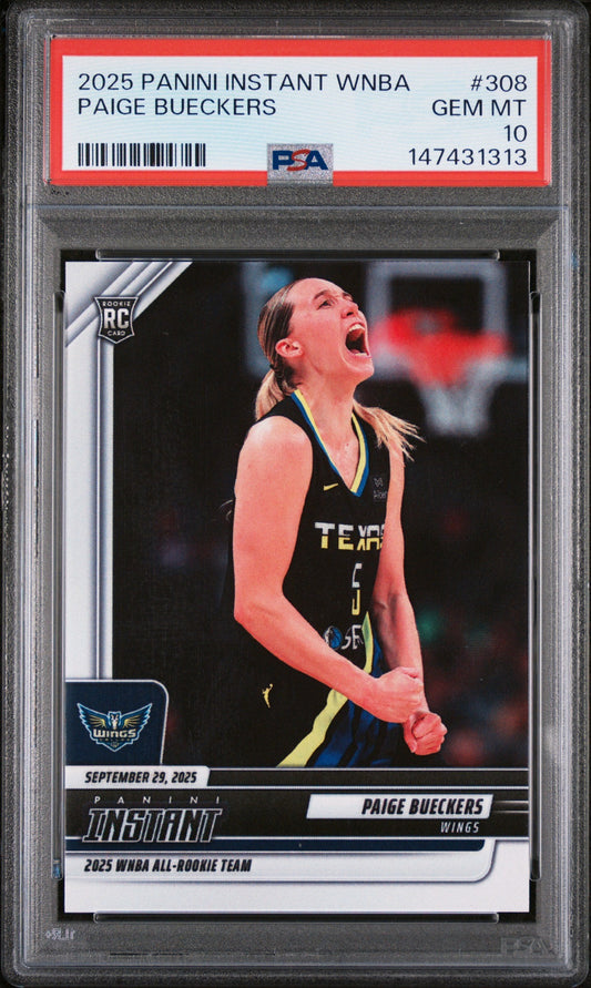 Graded 2025 Panini Instant Paige Bueckers #308 Rookie RC Basketball Card PSA 10 Gem Mint
