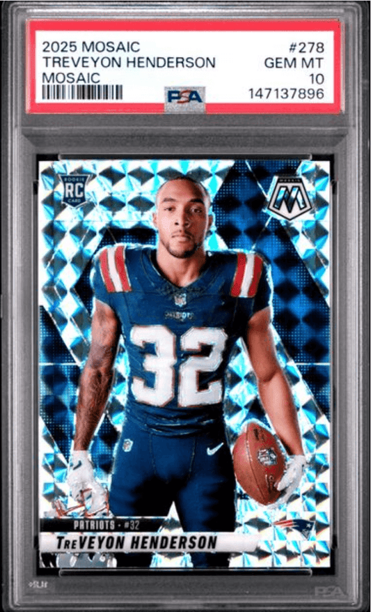 Graded 2025 Panini Mosaic TreVeyon Henderson #278 Mosaic Rookie RC Football Card PSA 10 Gem Mint
