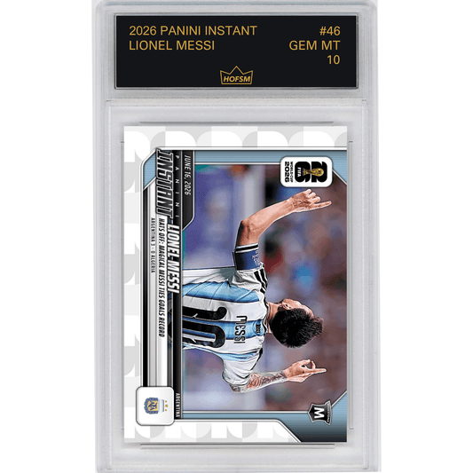 Graded 2026 Panini Instant FIFA World Cup Lionel Messi #46 Hats Off: Magical Messi Ties Goals Record Argentina Soccer Card HOFSM 10 Gem Mint