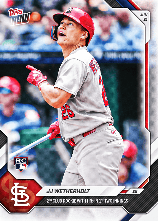 2026 Topps Now JJ Wetherholt #362 2nd Club Rookie with Home Runs in 1st Two Innings St Louis Cardinals Rookie RC Baseball Card