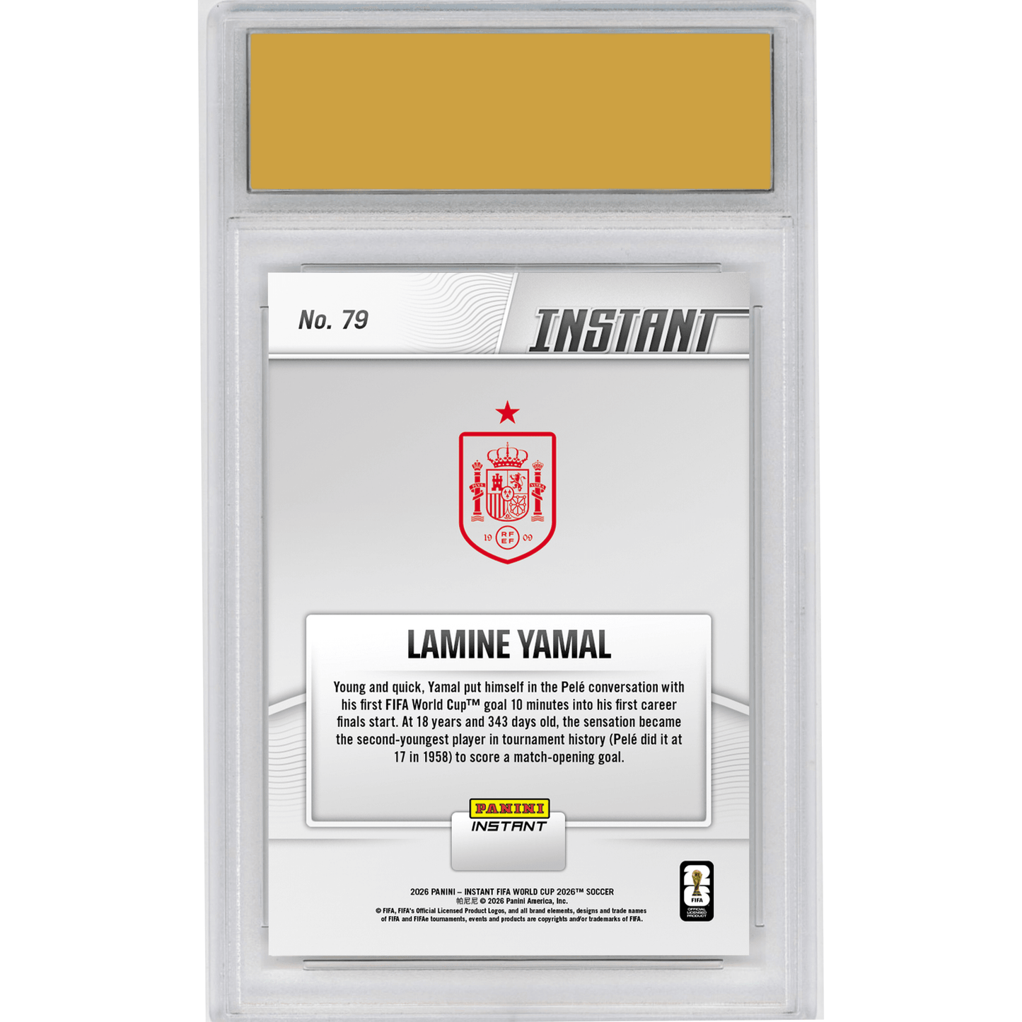 Graded 2026 Panini Instant FIFA World Cup Lamine Yamal #79 Heir Apparent Opens Account Royally Fast Spain Soccer Card HOFSM 10 Gem Mint