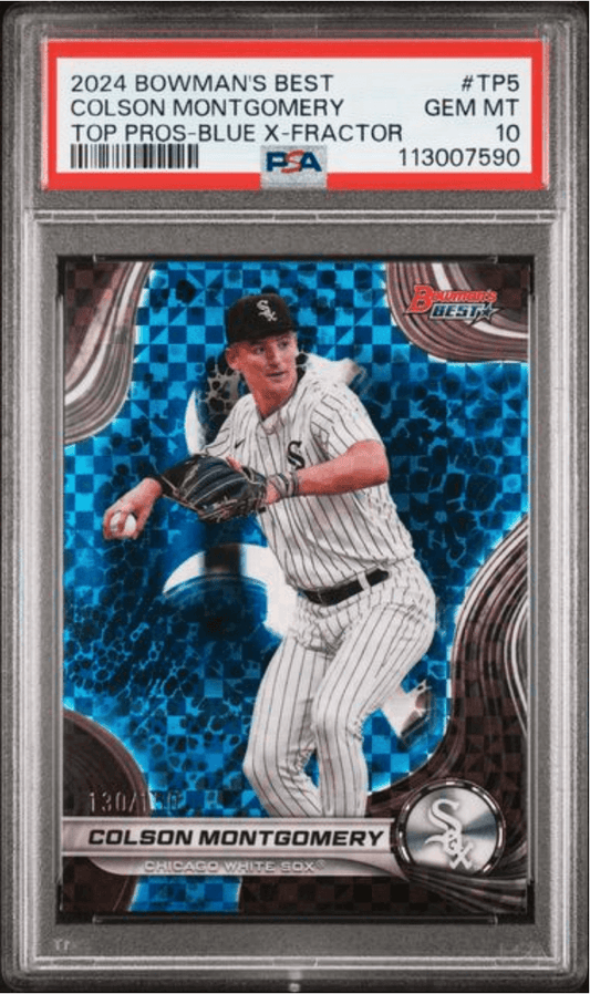 Graded 2024 Topps Bowmans Best Colson Montgomery #TP5 Top Prospects Blue Xfractor /150 Rookie RC Baseball Card PSA 10 Gem Mint
