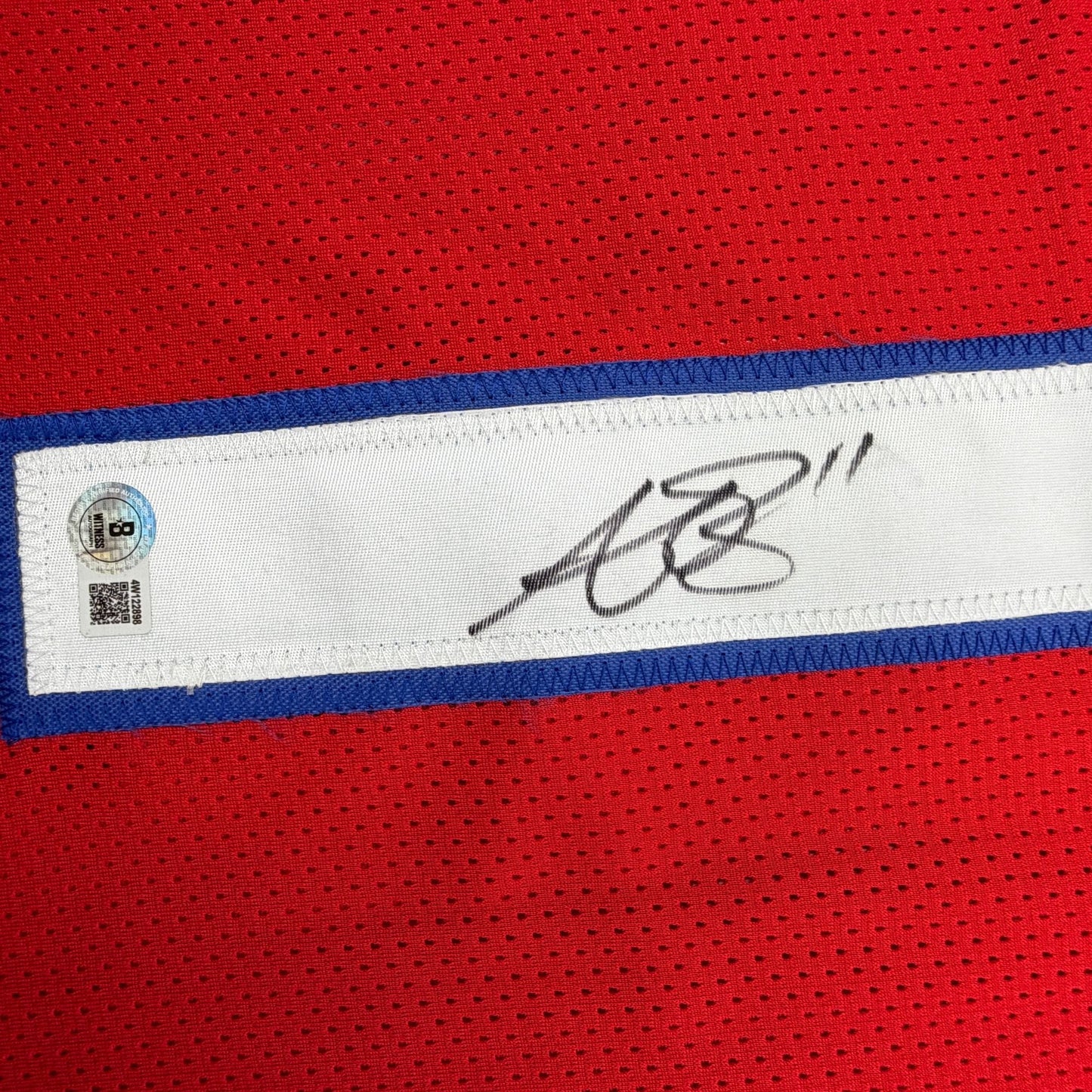 Autographed/Signed AJ A.J. Brown New England Patriots Red Football Jersey Beckett BAS COA