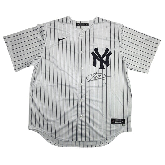 Autographed/Signed Jasson Dominguez New York Yankees Pinstripe Authentic Baseball Jersey Fanatics & MLB COA