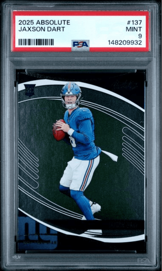 Graded 2025 Panini Absolute Jaxson Dart #137 Rookie RC Football Card PSA 9 Mint