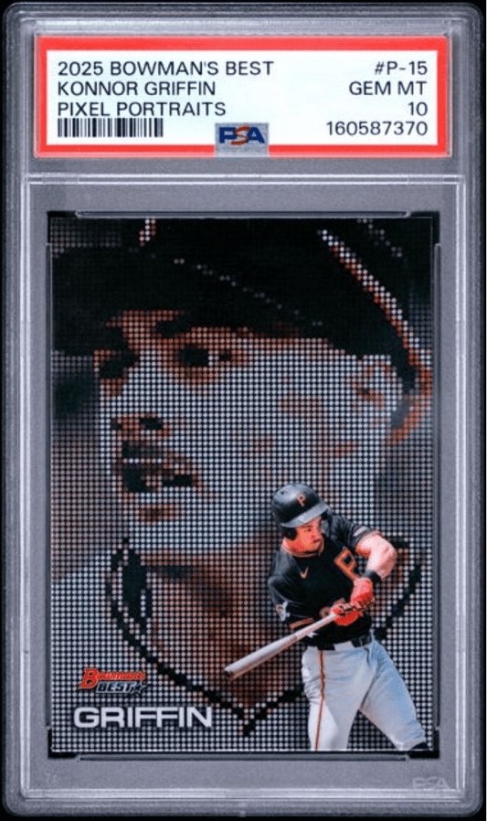 Graded 2025 Topps Bowmans Best Konnor Griffin #P15 Pixel Portraits Rookie RC Baseball Card PSA 10 Gem Mint