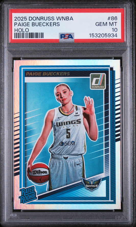 Graded 2025 Panini Donruss WNBA Paige Bueckers #86 Holo Rookie RC Basketball Card PSA 10 Gem Mint