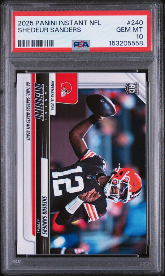 Graded 2025 Panini Instant Shedeur Sanders #240 Rookie RC Football Card PSA 10 Gem Mint