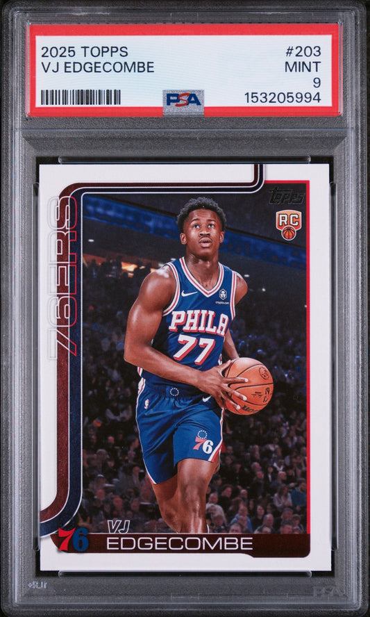 Graded 2025 Topps VJ Edgecombe #203 Rookie RC Basketball Card PSA 9 Mint