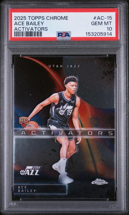 Graded 2025 Topps Chrome Ace Bailey #AC-15 Activators Rookie RC Basketball Card PSA 10 Gem Mint