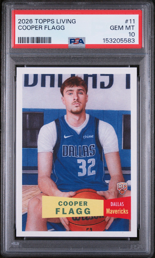 Graded 2025-26 Topps Living Cooper Flagg #11 Rookie RC Basketball Card PSA 10 Gem Mint