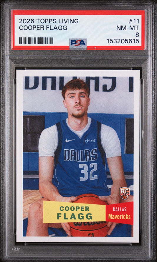 Graded 2025-26 Topps Living Cooper Flagg #11 Rookie RC Basketball Card PSA 8 Near Mint