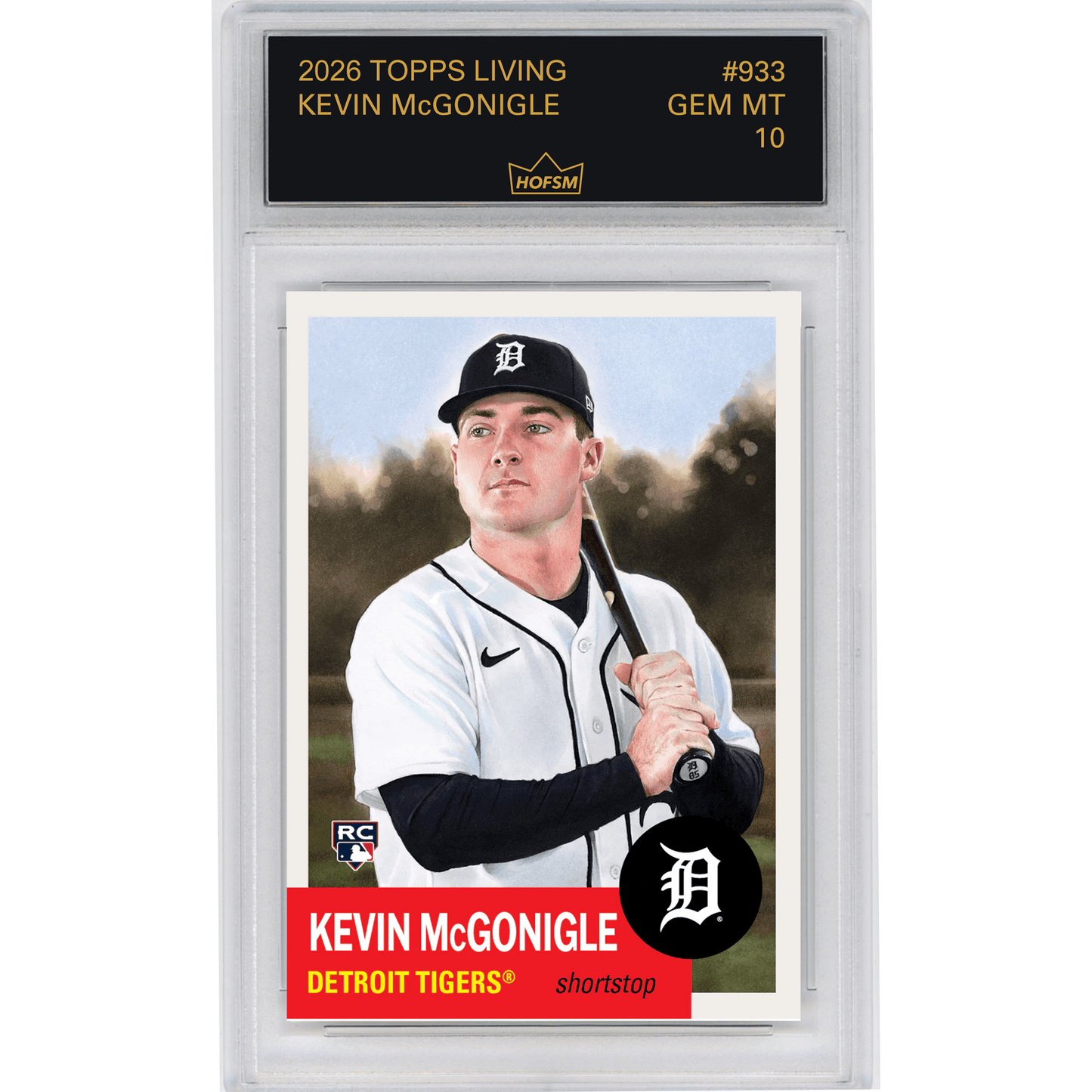 Graded 2026 Topps Living Kevin McGonigle #933 Detroit Tigers Rookie RC Baseball Card HOFSM 10 Gem Mint