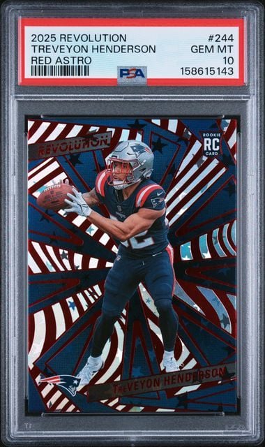 Graded 2025 Panini Revolution TreVeyon Henderson #244 Red Astro Rookie RC Football Card PSA 10 Gem Mint