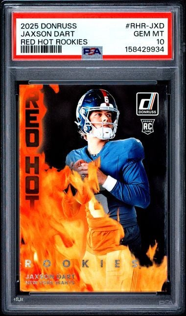 Graded 2025 Panini Donruss Jaxson Dart #RHRJXD Red Hot Rookies Rookie RC Football Card PSA 10 Gem Mint