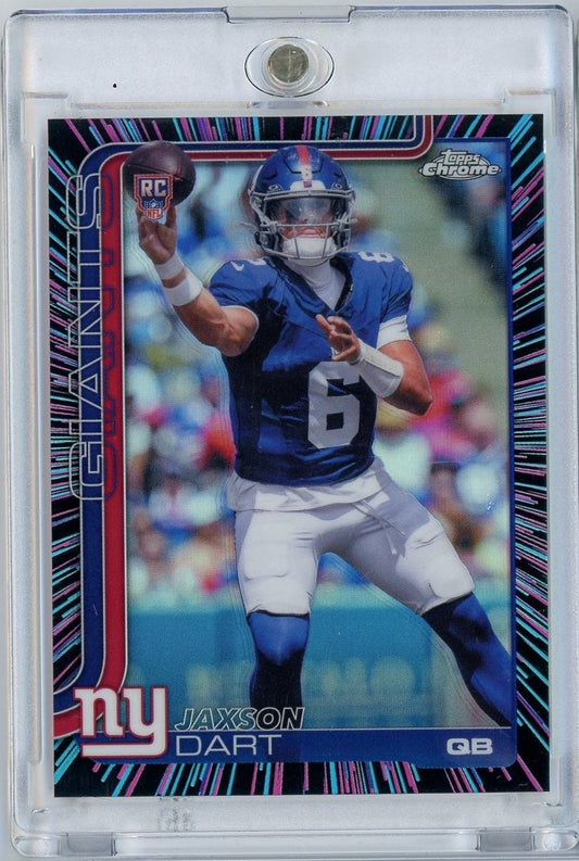Graded 2025 Topps Chrome Jaxson Dart #306 Neon Pulse Refractor Rookie RC Football Card