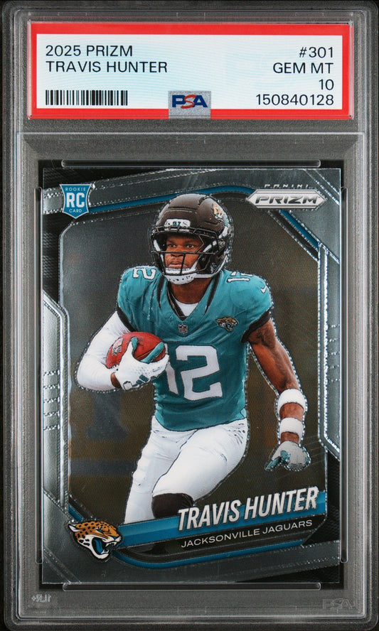 Graded 2025 Panini Prizm Travis Hunter #301 Rookie RC Football Card PSA 10 Gem Mint