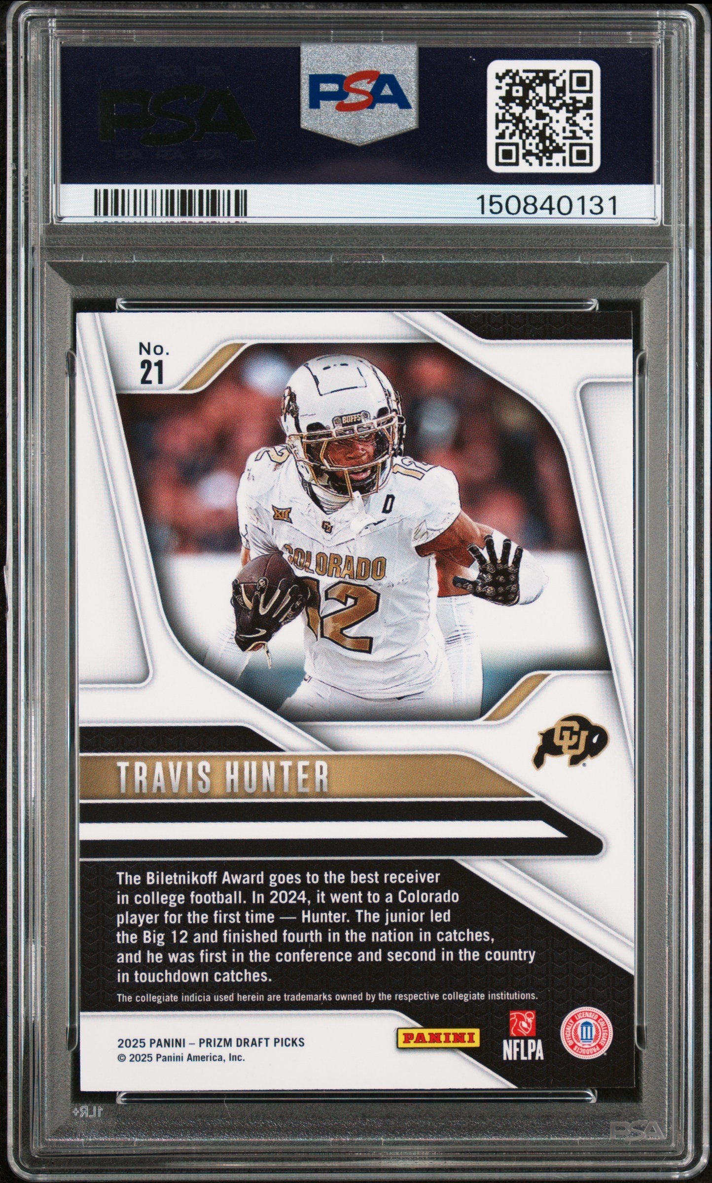 Graded 2025 Panini Prizm Draft Picks Travis Hunter #21 Rookie RC Football Card PSA 10 Gem Mint