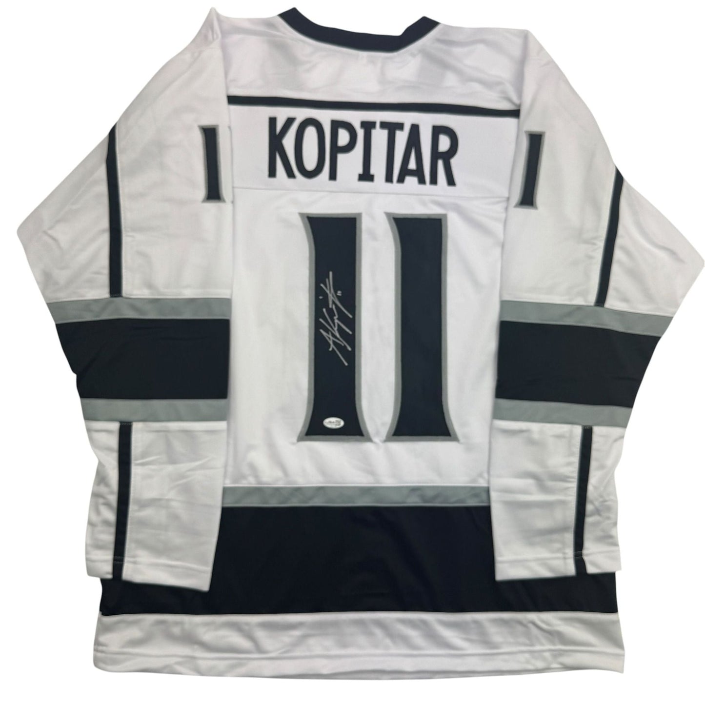 Autographed/Signed Anze Kopitar Los Angeles White Hockey Jersey JSA COA