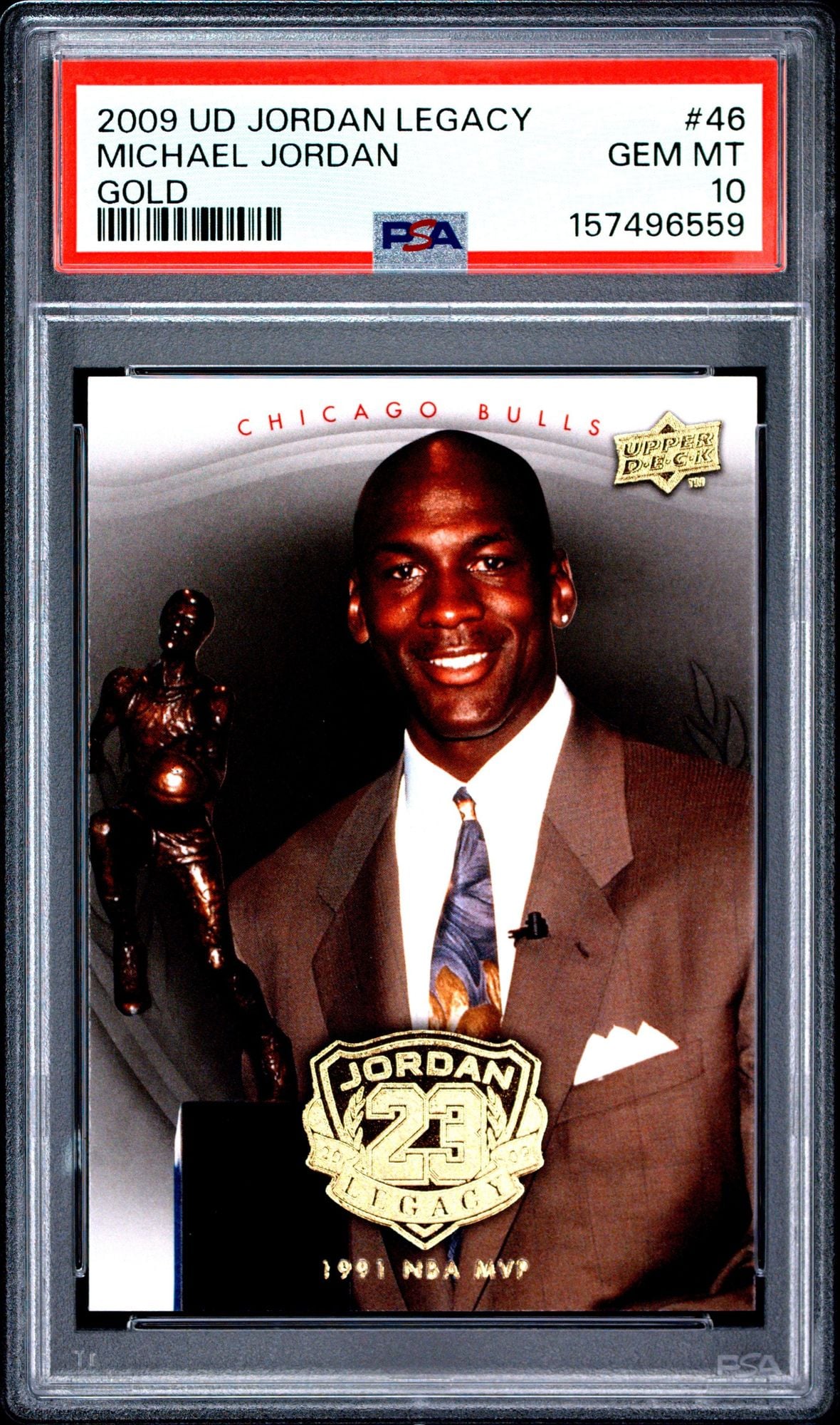 Graded 2009 UD Upper Deck Michael Jordan #46 Legacy Gold 1991 MVP Basketball Card PSA 10 Gem Mint