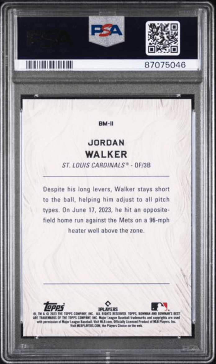 Graded 2023 Topps Bowmans Best Jordan Walker #BM11 Masterpieces Rookie RC Baseball Card PSA 10 Gem Mint