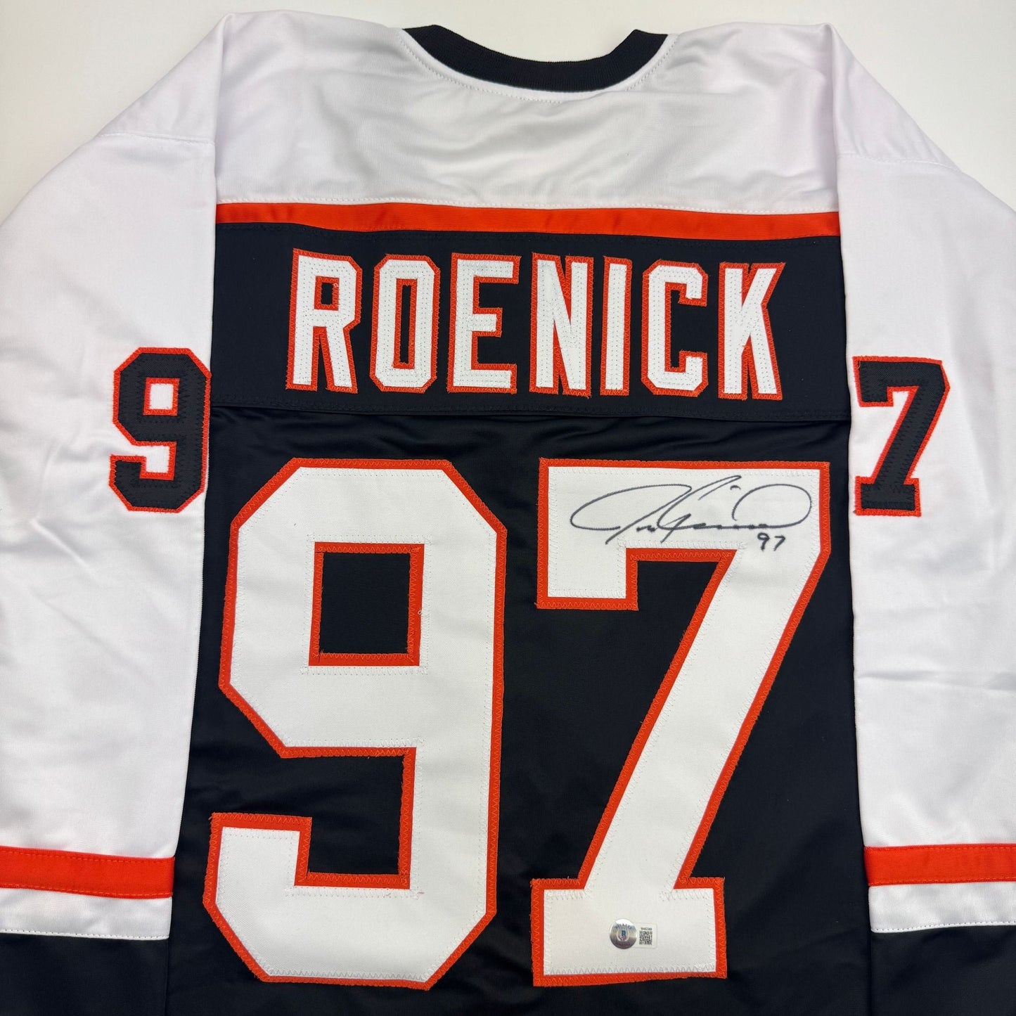 Autographed/Signed Jeremy Roenick Philadelphia Black Hockey Jersey Beckett BAS COA