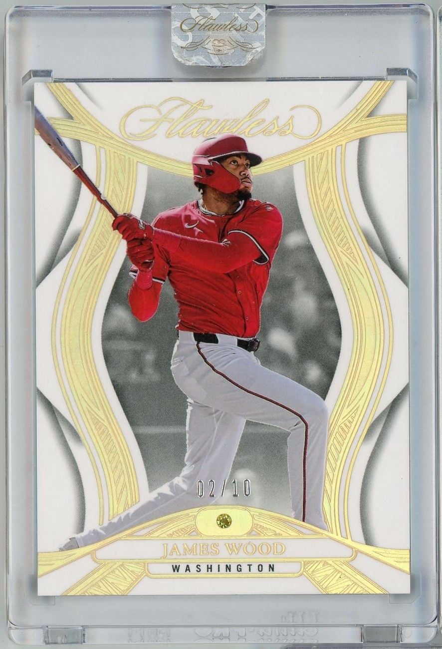 2025 Panini Flawless James Wood #49 Yellow Diamond /10 Rookie RC Baseball Card