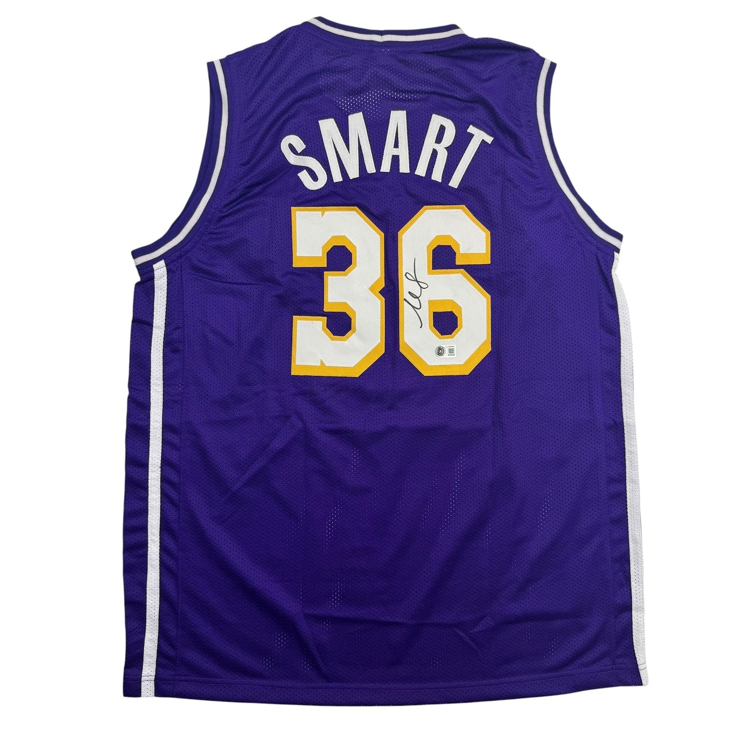 Autographed/Signed Marcus Smart Los Angeles Purple Basketball Jersey Beckett BAS COA