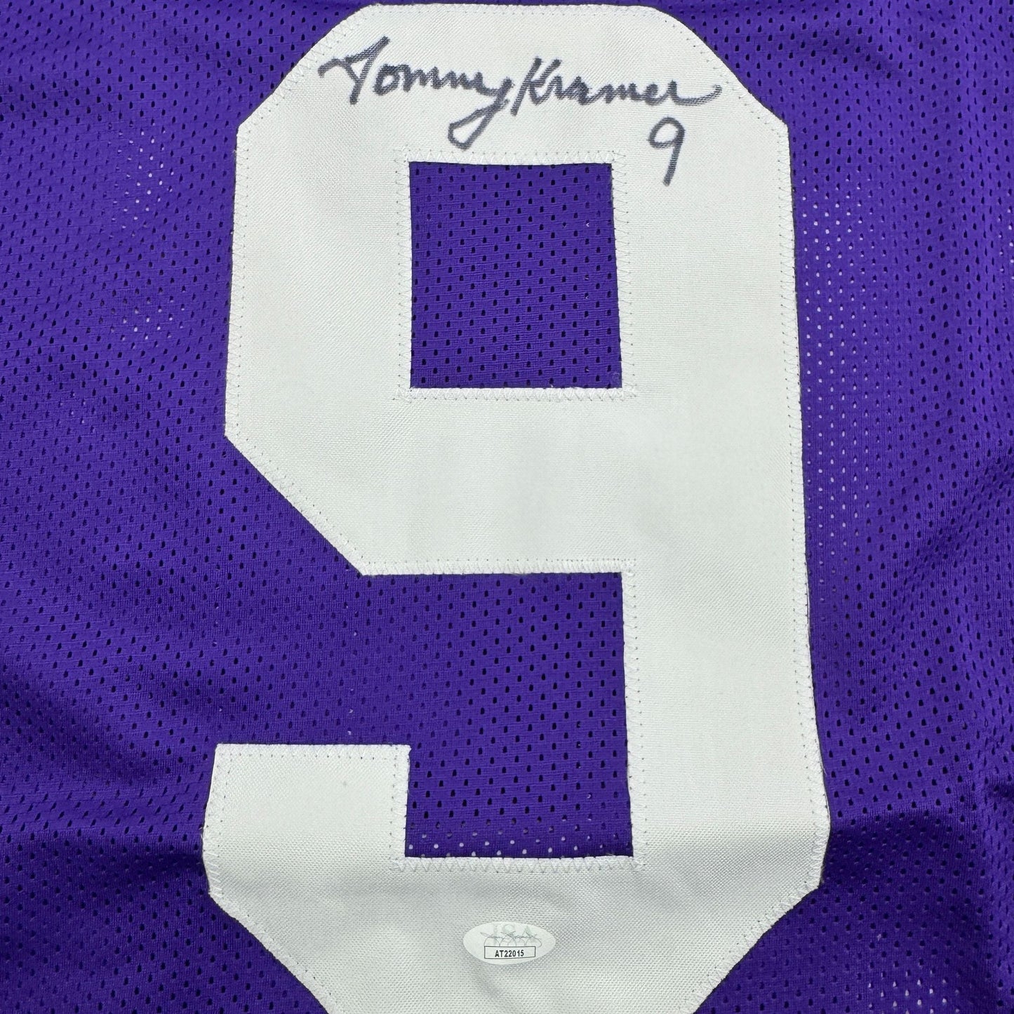 Autographed/Signed Tommy Kramer Minnesota Purple Football Jersey JSA COA