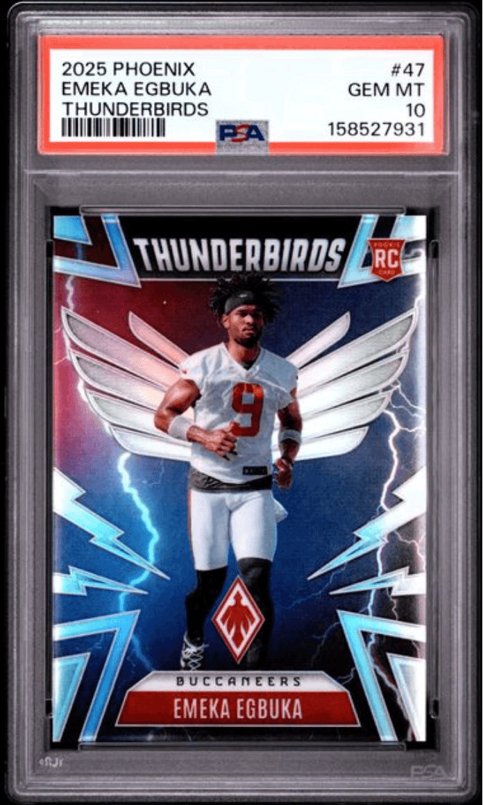 Graded 2025 Panini Phoenix Emeka Egbuka #47 Thunderbirds Rookie RC Football Card PSA 10 Gem Mint