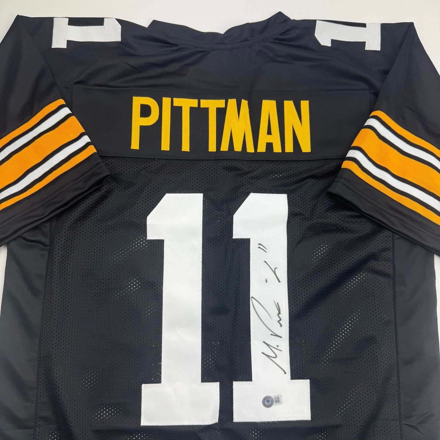 Autographed/Signed Michael Pittman Jr. Pittsburgh Black Football Jersey Beckett BAS COA