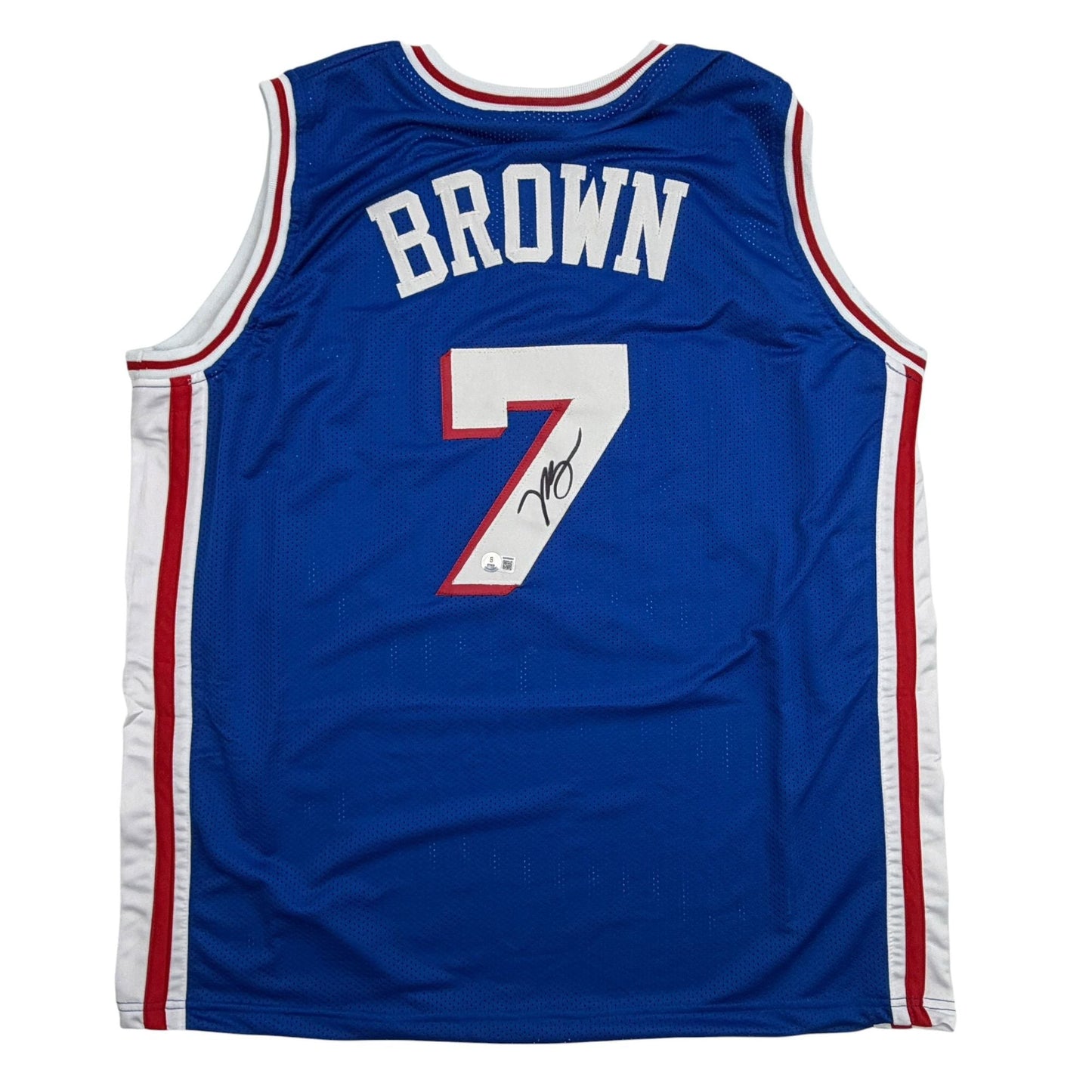 Autographed/Signed Jaylen Brown Philadelphia 76ers Blue Basketball Jersey Beckett BAS COA