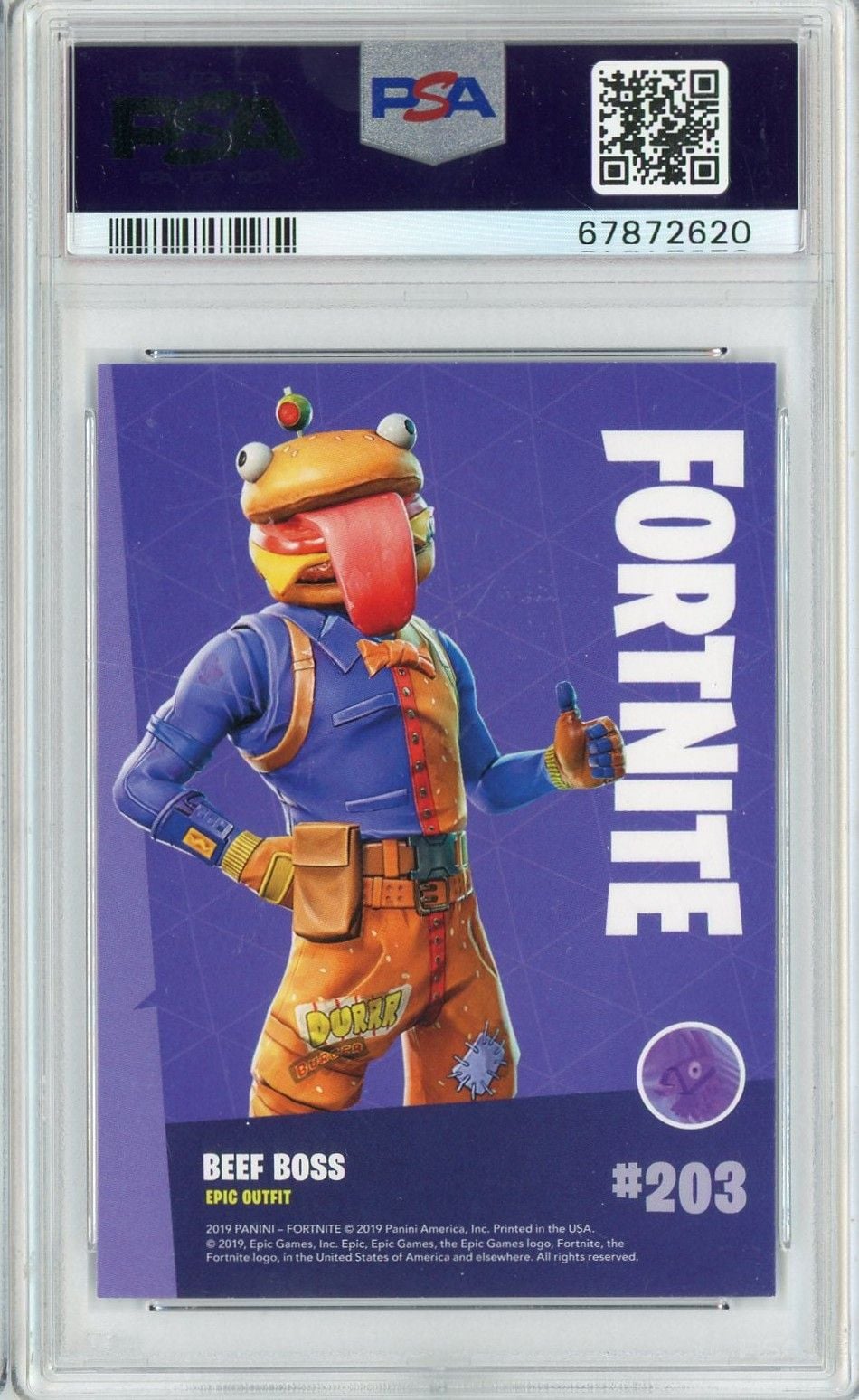 Graded 2019 Panini Fortnite Beef Boss #203 Trading Card PSA 10 Gem Mint