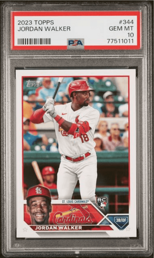 Graded 2023 Topps Jordan Walker #344 Rookie RC Baseball Card PSA 10 Gem Mint