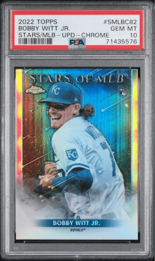 Graded 2022 Topps Bobby Witt Jr #SMLBC82 Stars of MLB Update Chrome Rookie RC Baseball Card PSA 10 Gem Mint