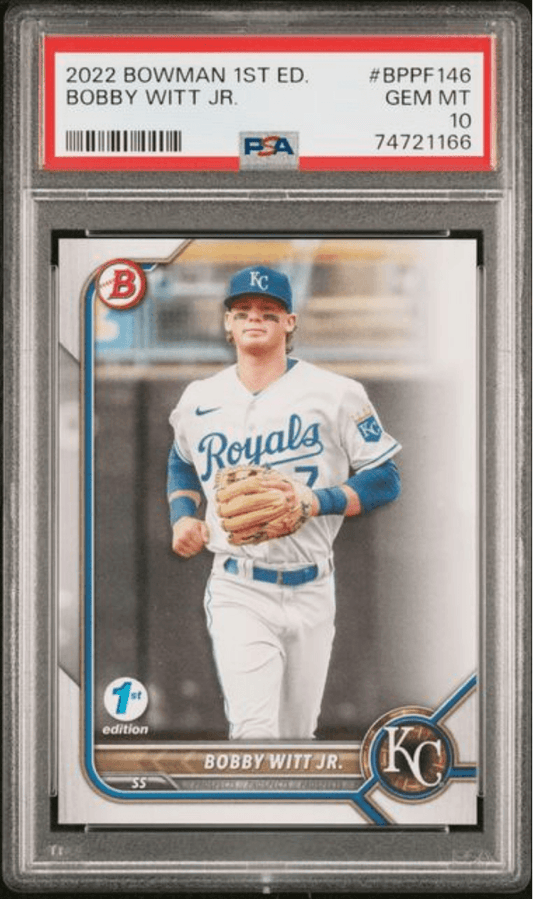Graded 2022 Topps Bowman 1st Edition Bobby Witt Jr #BPPF146 Rookie RC Baseball Card PSA 10 Gem Mint