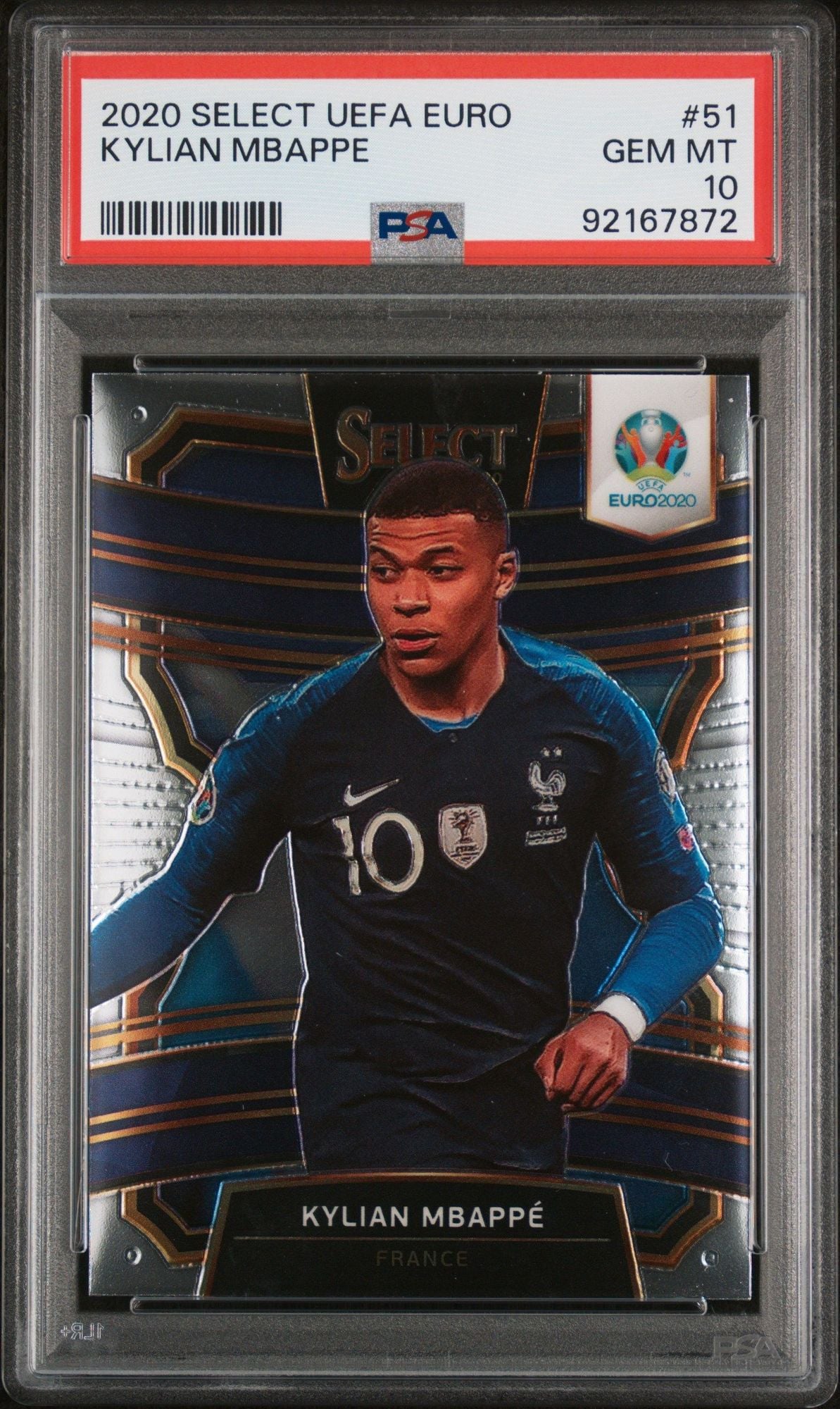 Graded 2020 Panini Select UEFA Euro Kylian Mbappe #51 Soccer Card PSA 10 Gem Mint