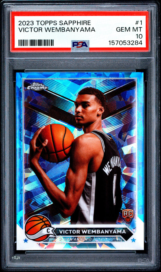 Graded 2023 Topps Chrome Sapphire Edition Victor Wembanyama #1 Rookie RC Basketball Card PSA 10 Gem Mint
