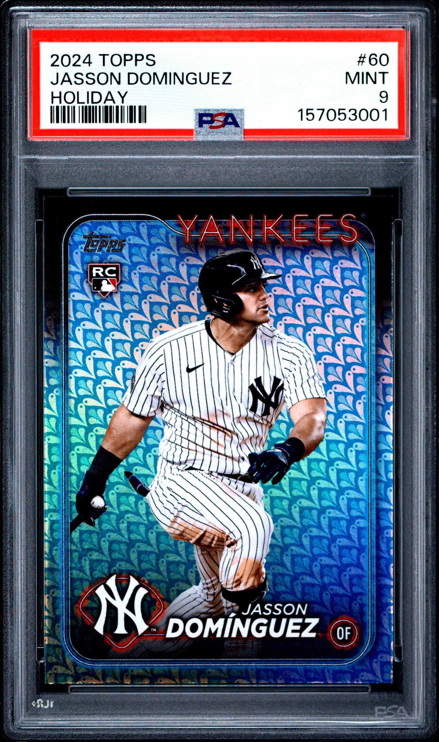 Graded 2024 Topps Jasson Dominguez #60 Holiday Rookie RC Baseball Card PSA 9 Mint