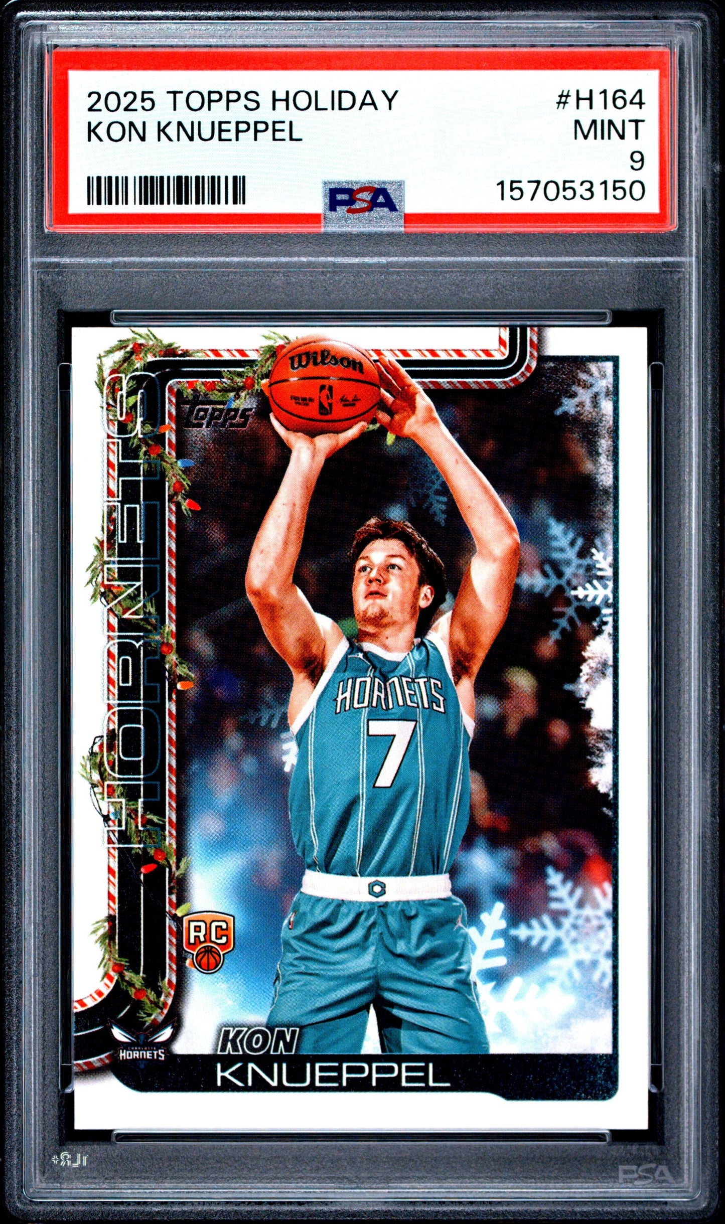 Graded 2025 Topps Holiday Kon Knueppel #H164 Rookie RC Basketball Card PSA 9 Mint