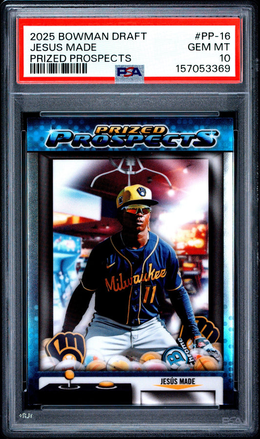 Graded 2025 Topps Bowman Draft Jesus Made #PP16 Prized Prospects Rookie RC Baseball Card PSA 10 Gem Mint