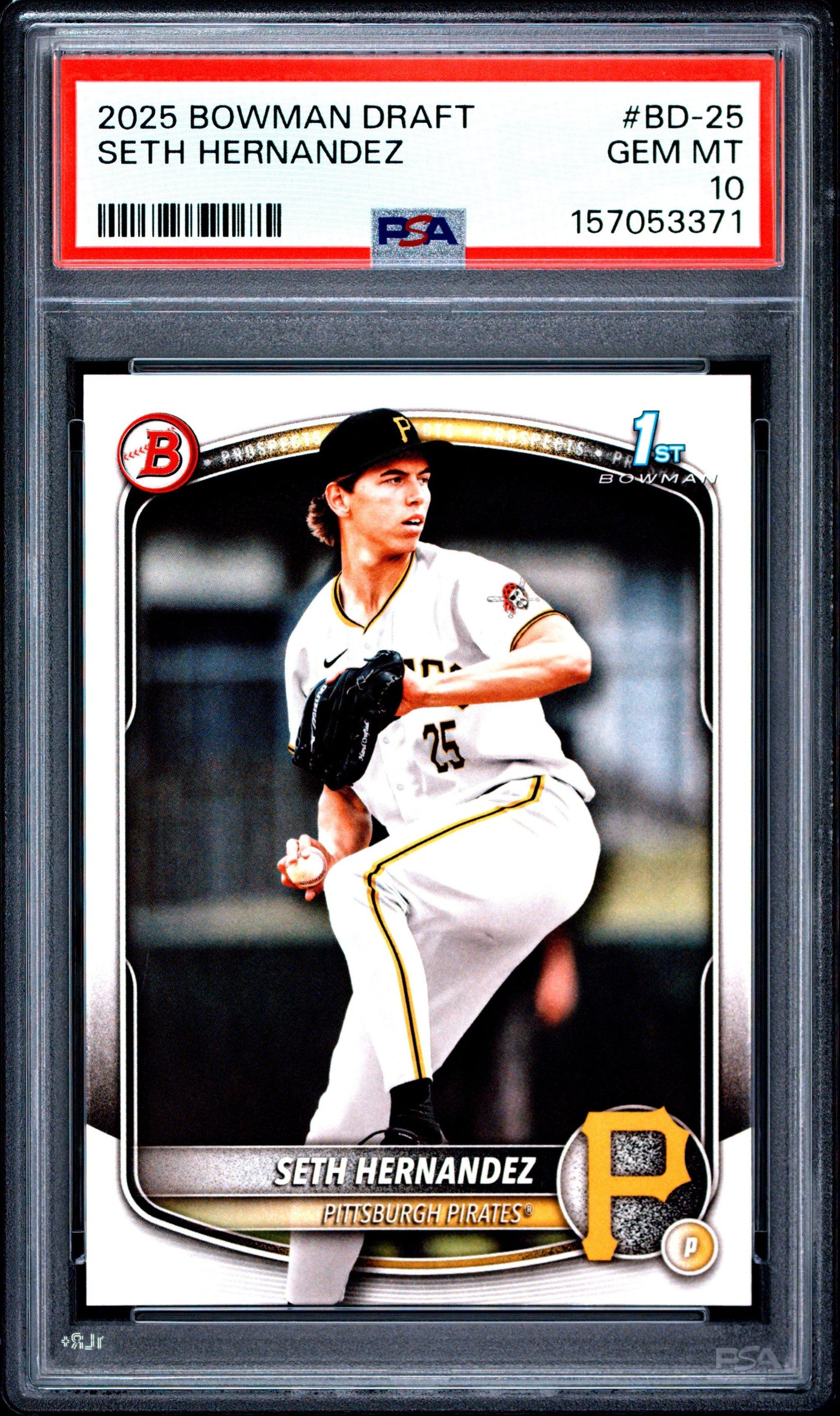 Graded 2025 Topps Bowman Draft Seth Hernandez #BD25 Rookie RC Baseball Card PSA 10 Gem Mint