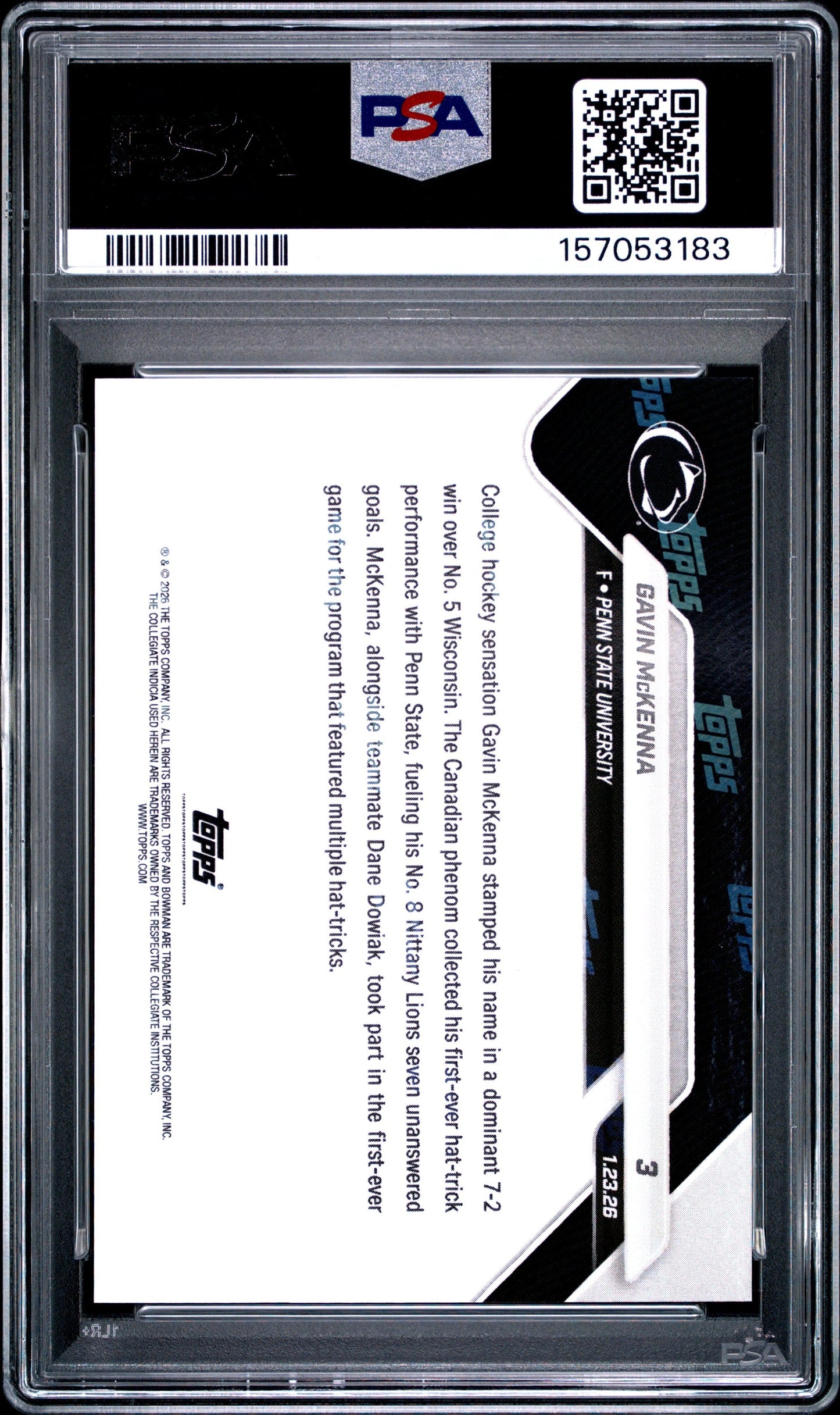 Graded 2025 Topps Bowman U Now Gavin McKenna #3 Rookie RC Hockey Card PSA 10 Gem Mint