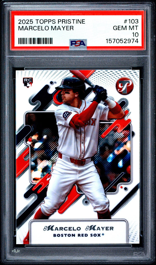 Graded 2025 Topps Pristine Marcelo Mayer #103 Rookie RC Baseball Card PSA 10 Gem Mint