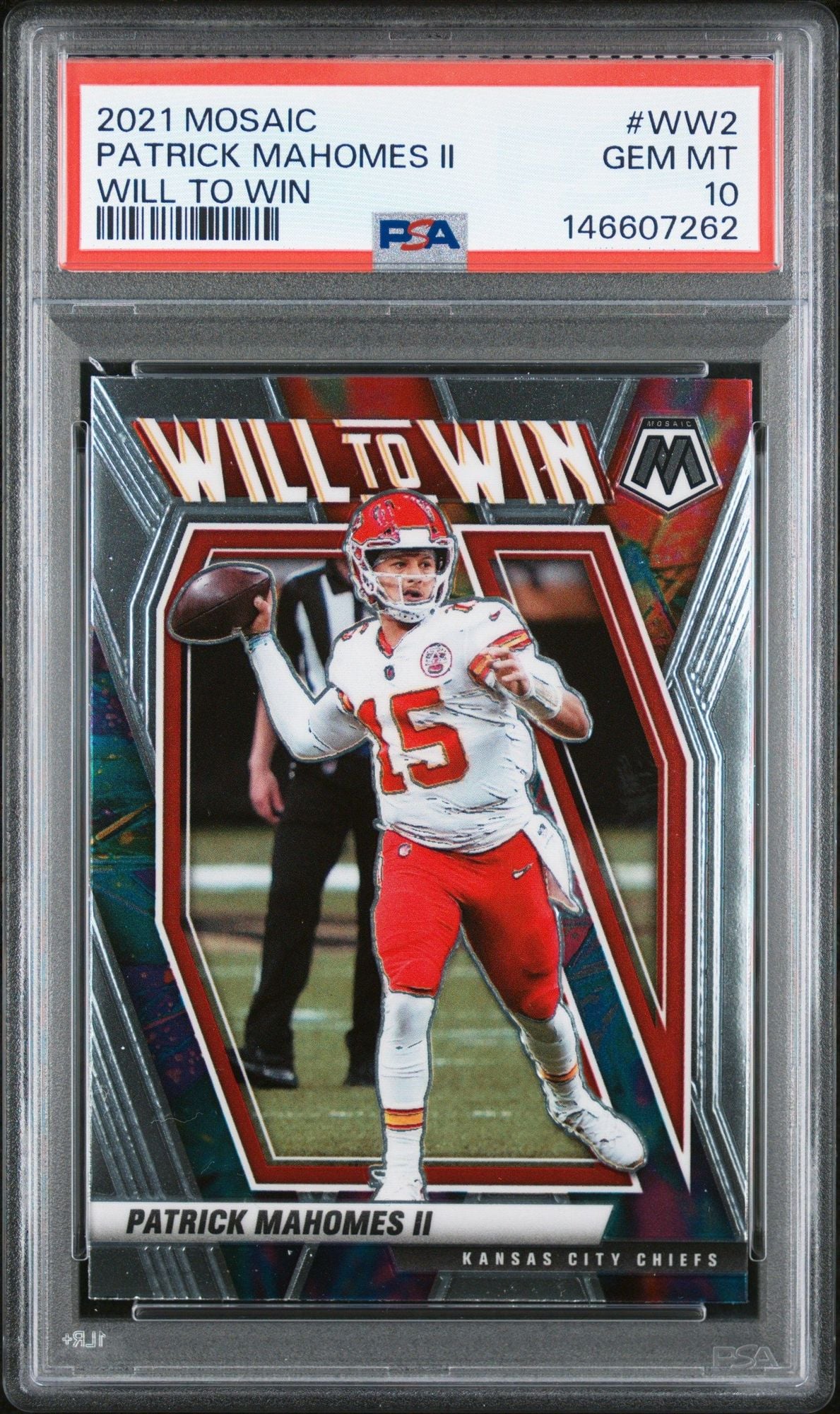 Graded 2021 Panini Mosaic Patrick Mahomes II #WW2 Will To Win Football Card PSA 10 Gem Mint